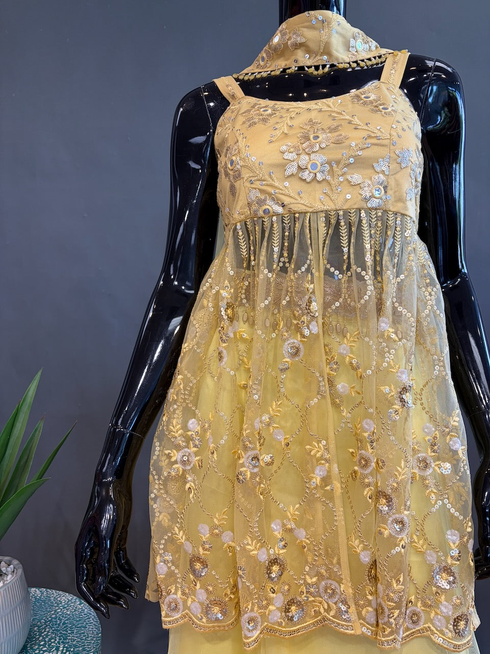 Pastel-Yellow Sharara Set