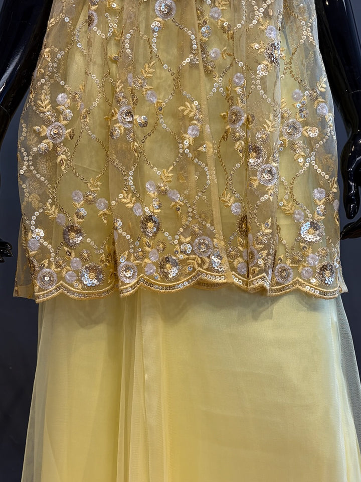 Pastel-Yellow Sharara Set