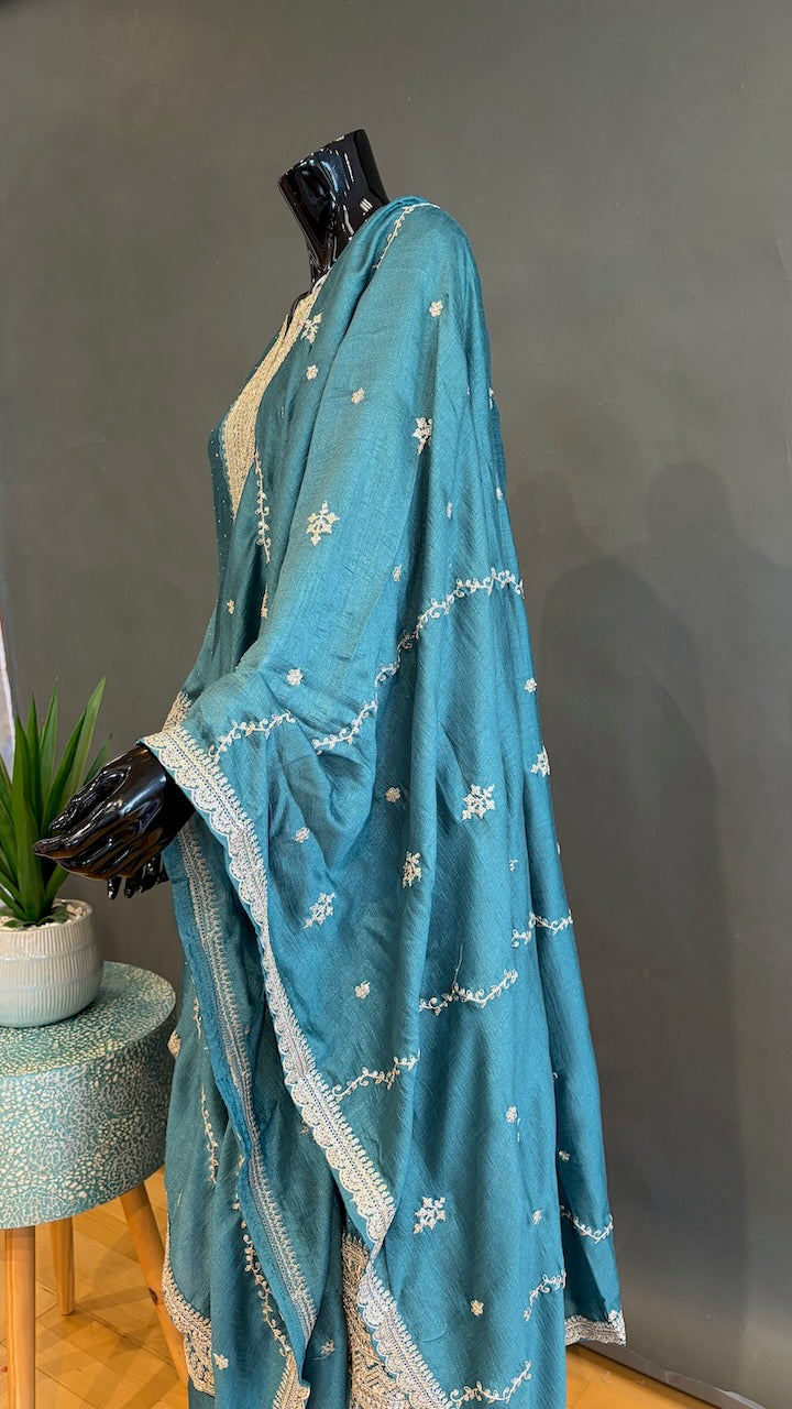 Teal Anarkali Set