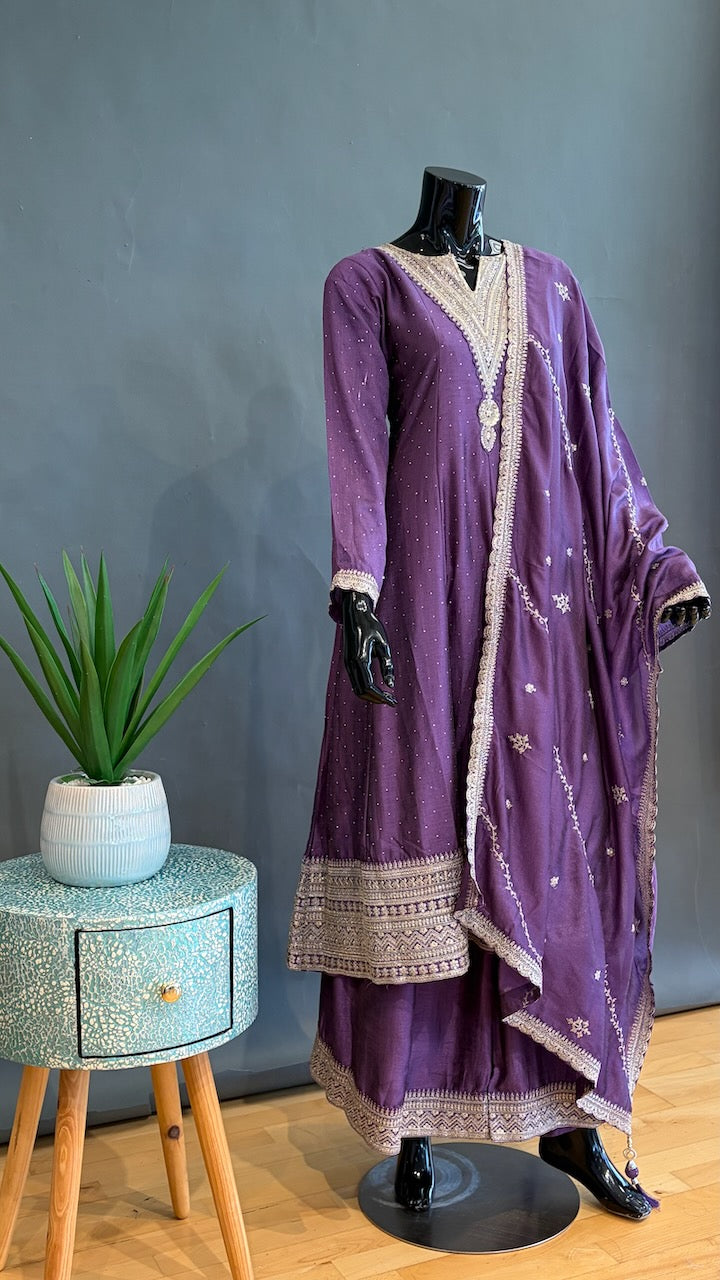 Purple Anarkali Set