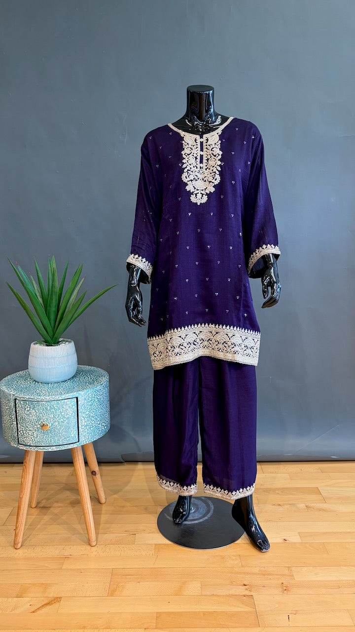 Dark Plum Sharara Set
