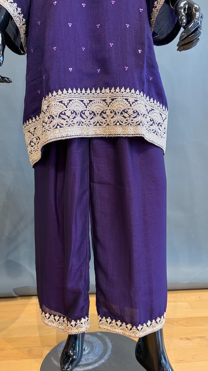 Dark Plum Sharara Set
