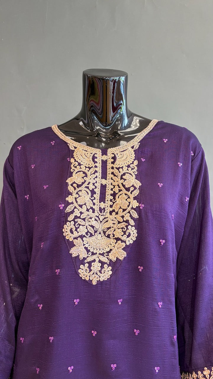Dark Plum Sharara Set