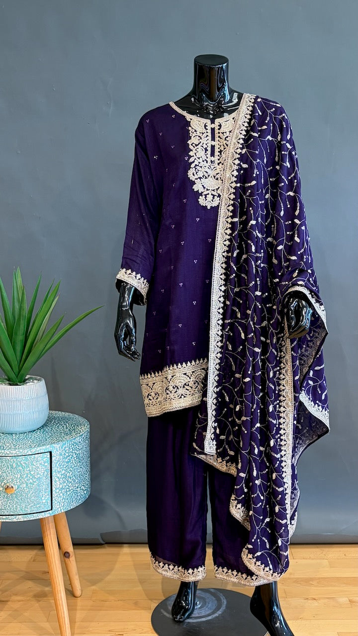 Dark Plum Sharara Set