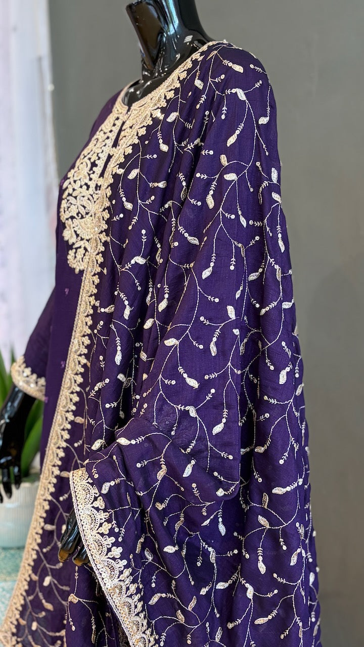 Dark Plum Sharara Set