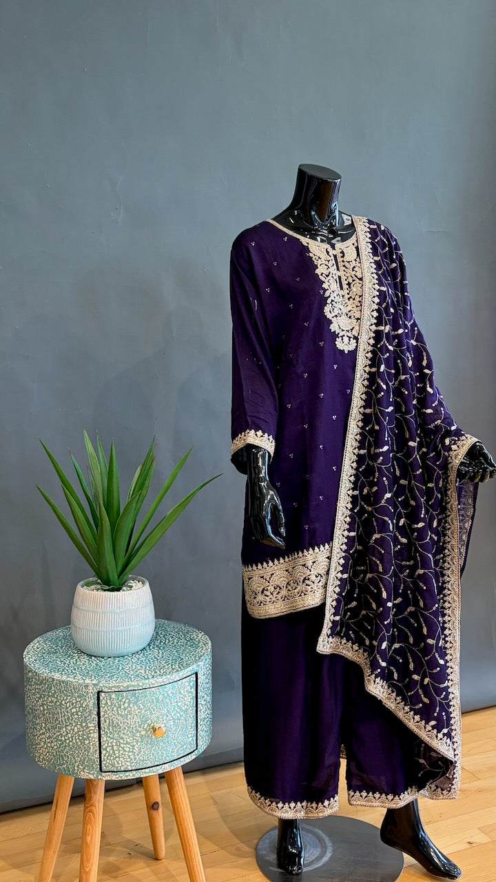 Dark Plum Sharara Set