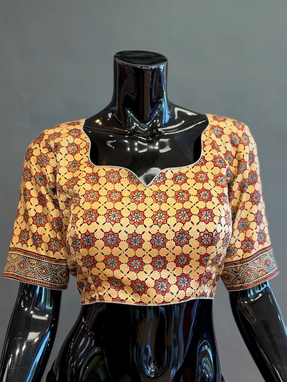 Dark-Brown Ajrakh Bandhani Saree