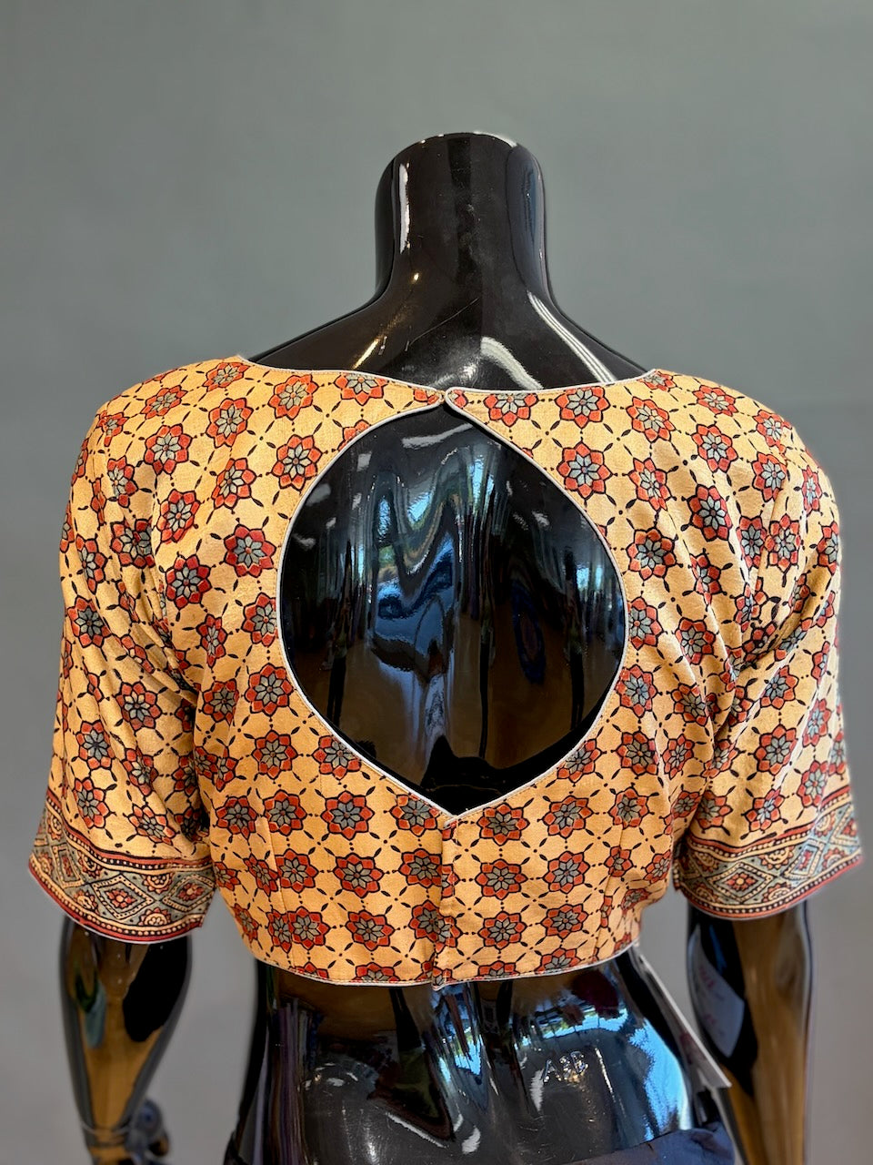 Dark-Brown Ajrakh Bandhani Saree