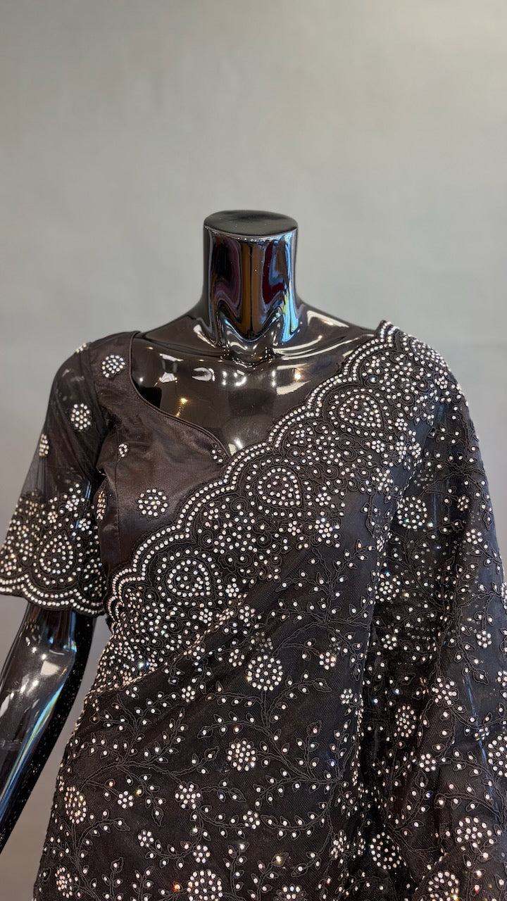 Black Embroidered Saree and Blouse