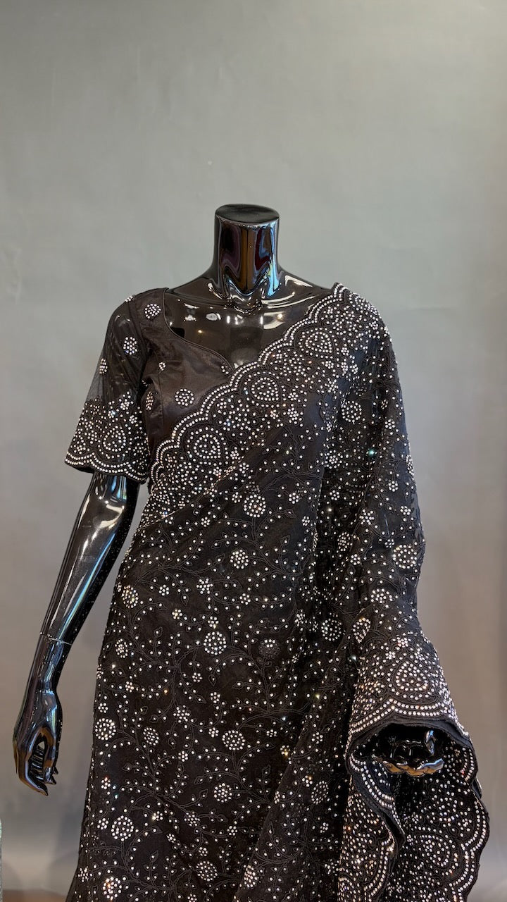 Black Embroidered Saree and Blouse