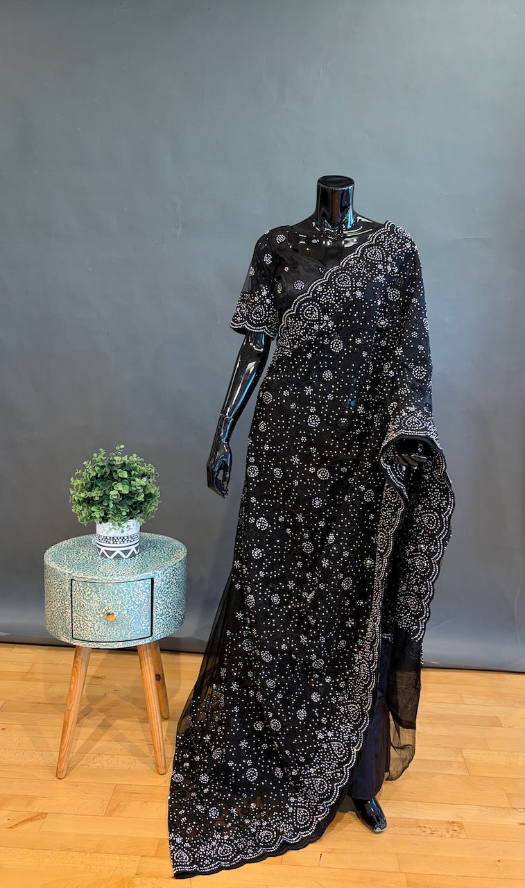 Black Embroidered Saree and Blouse