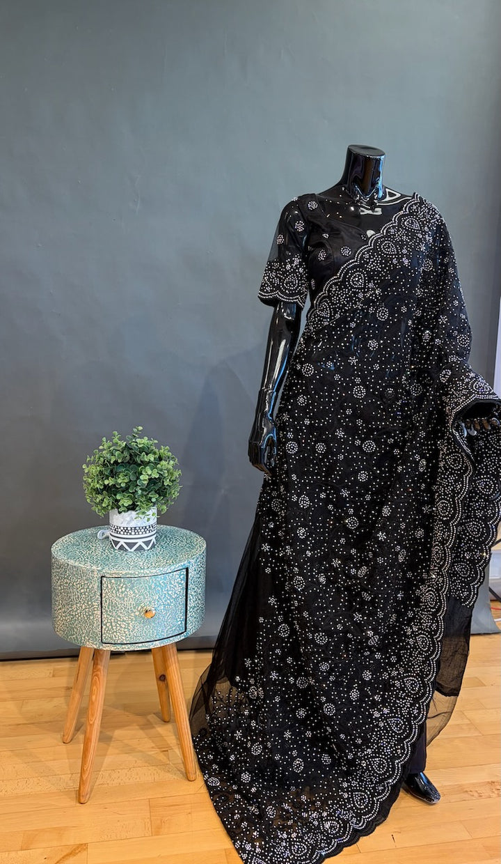 Black Embroidered Saree and Blouse