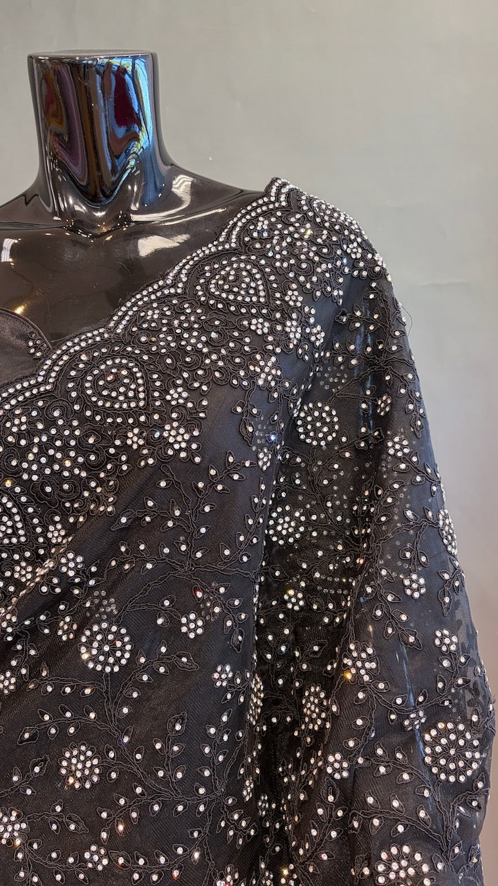Black Embroidered Saree and Blouse