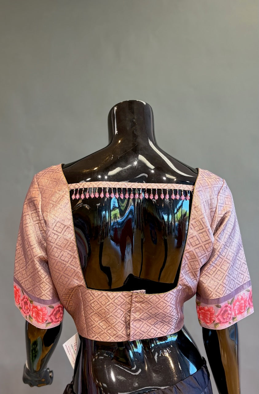 Light Purple Tissue Organza Floral Saree And Blouse