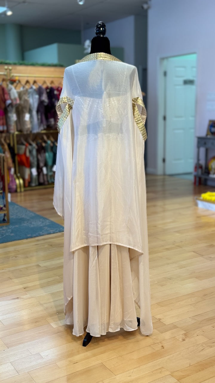 Ivory color Draped Skirt With Corset Blouse And Cape