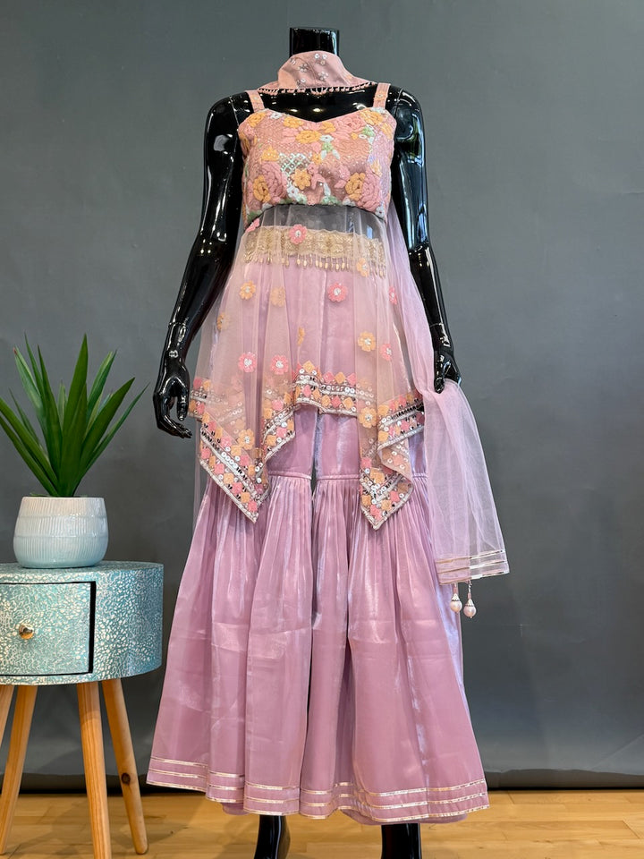 Mauve Sequins-Embroidered Fancy Gharara Set