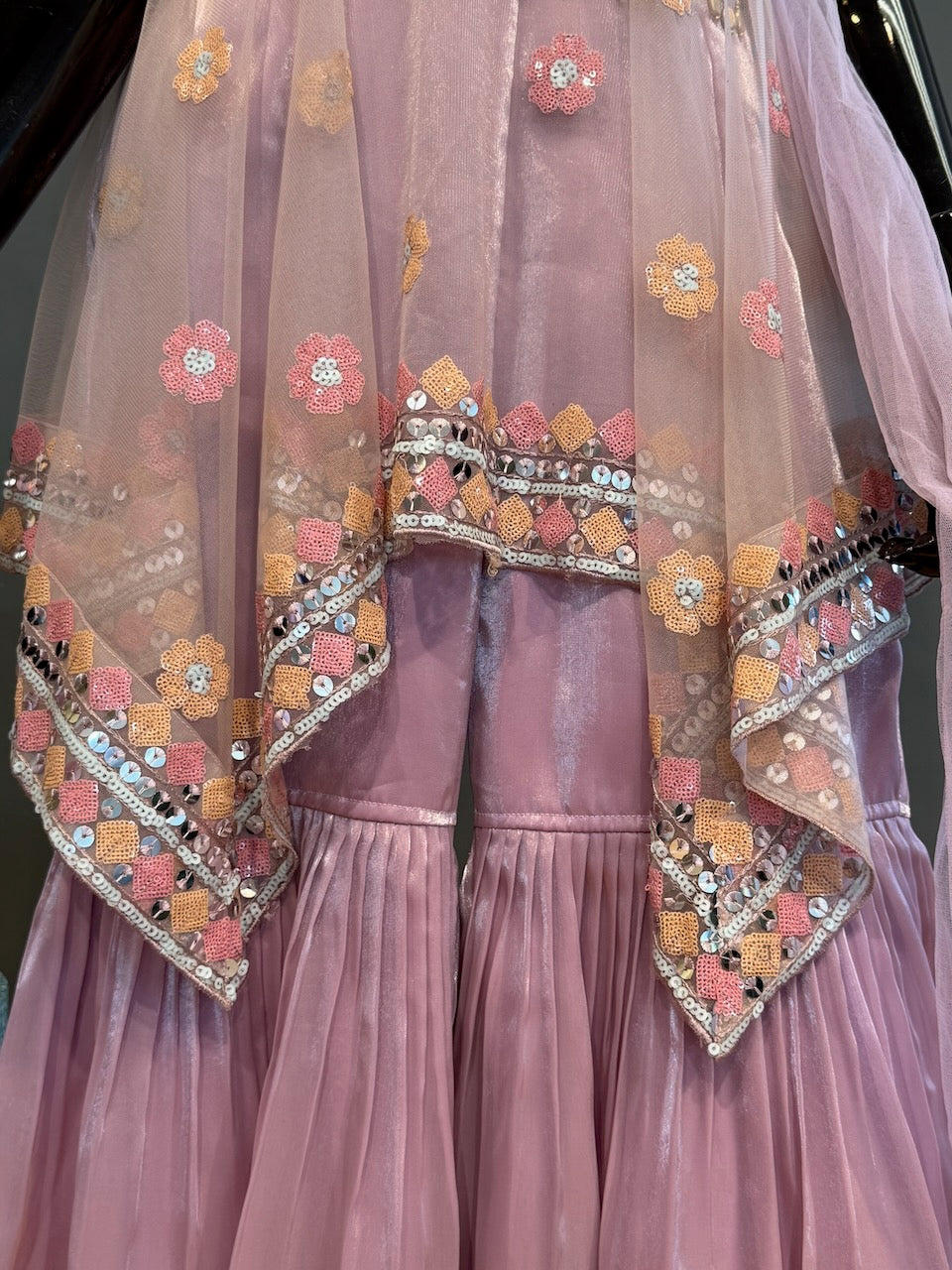 Mauve Sequins-Embroidered Fancy Gharara Set