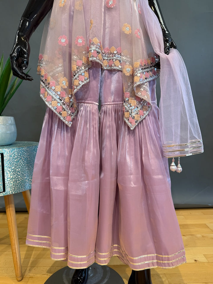 Mauve Sequins-Embroidered Fancy Gharara Set