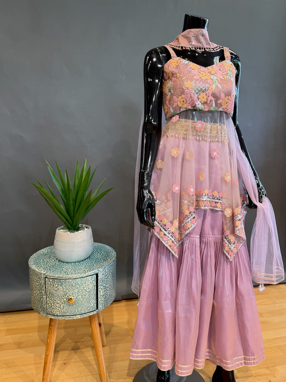 Mauve Sequins-Embroidered Fancy Gharara Set