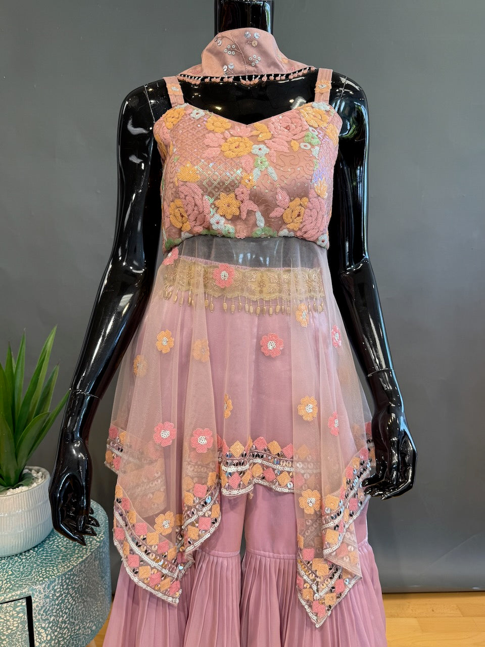 Mauve Sequins-Embroidered Fancy Gharara Set