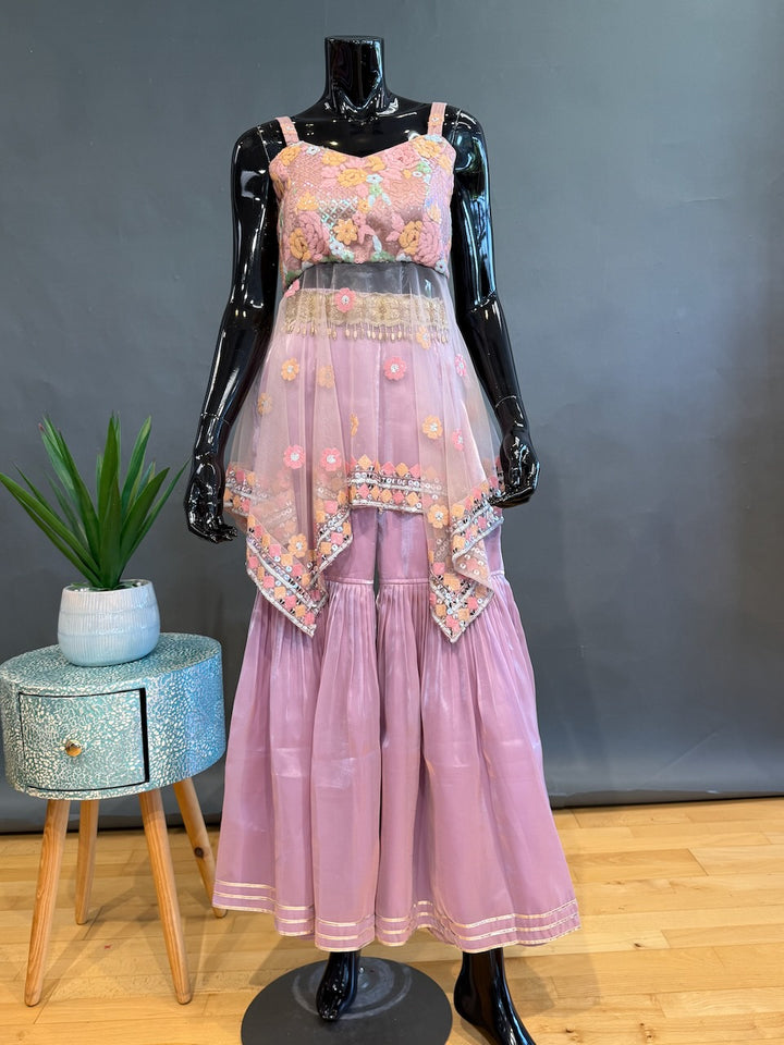 Mauve Sequins-Embroidered Fancy Gharara Set