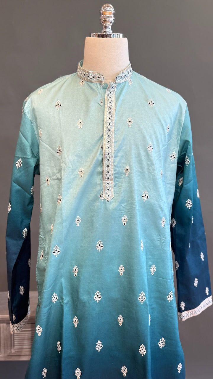 Aqua to Teal Blue Ombre Men&