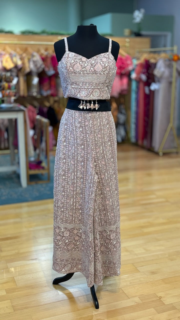 Pastel Mauve Embroidered Sharara Set With Detachable Jacket