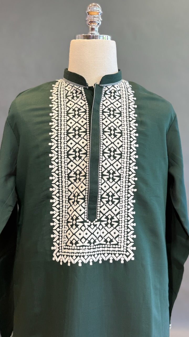 Green Embroidered Men&