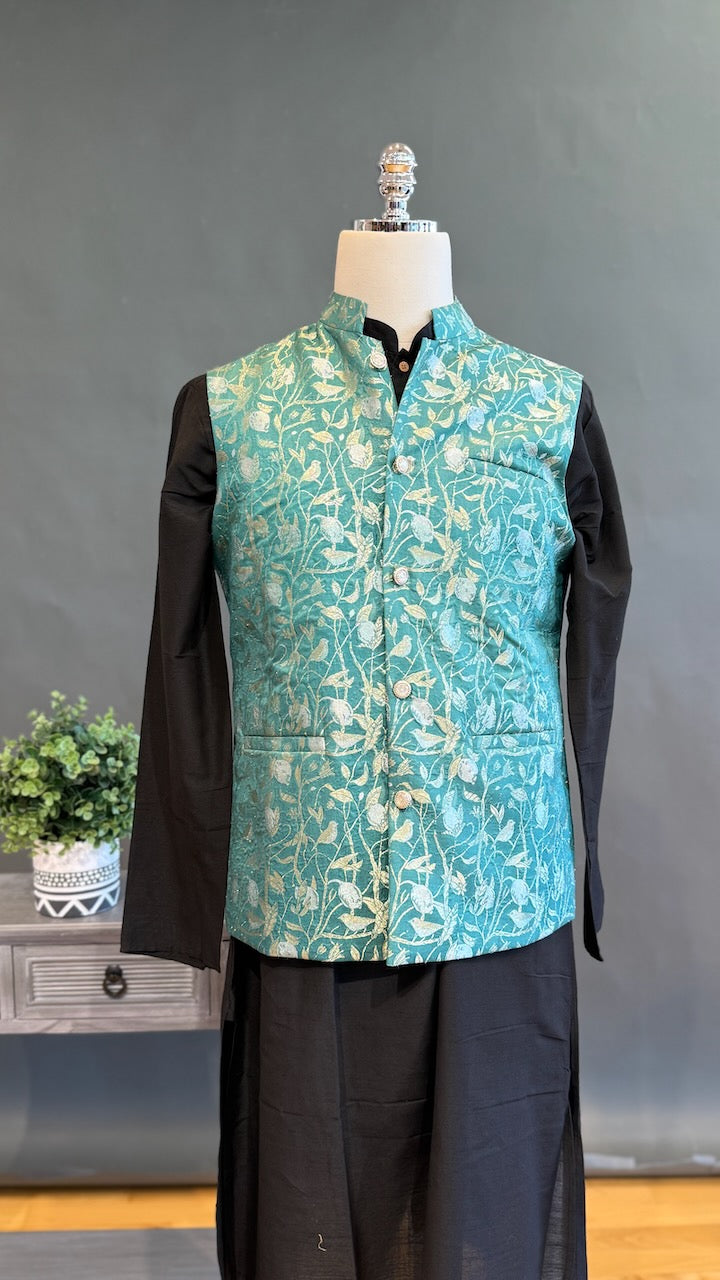 Green Banarasi Brocade Vest