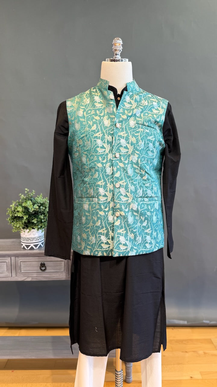 Green Banarasi Brocade Vest