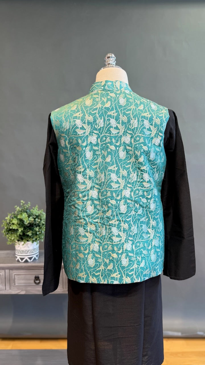 Green Banarasi Brocade Vest