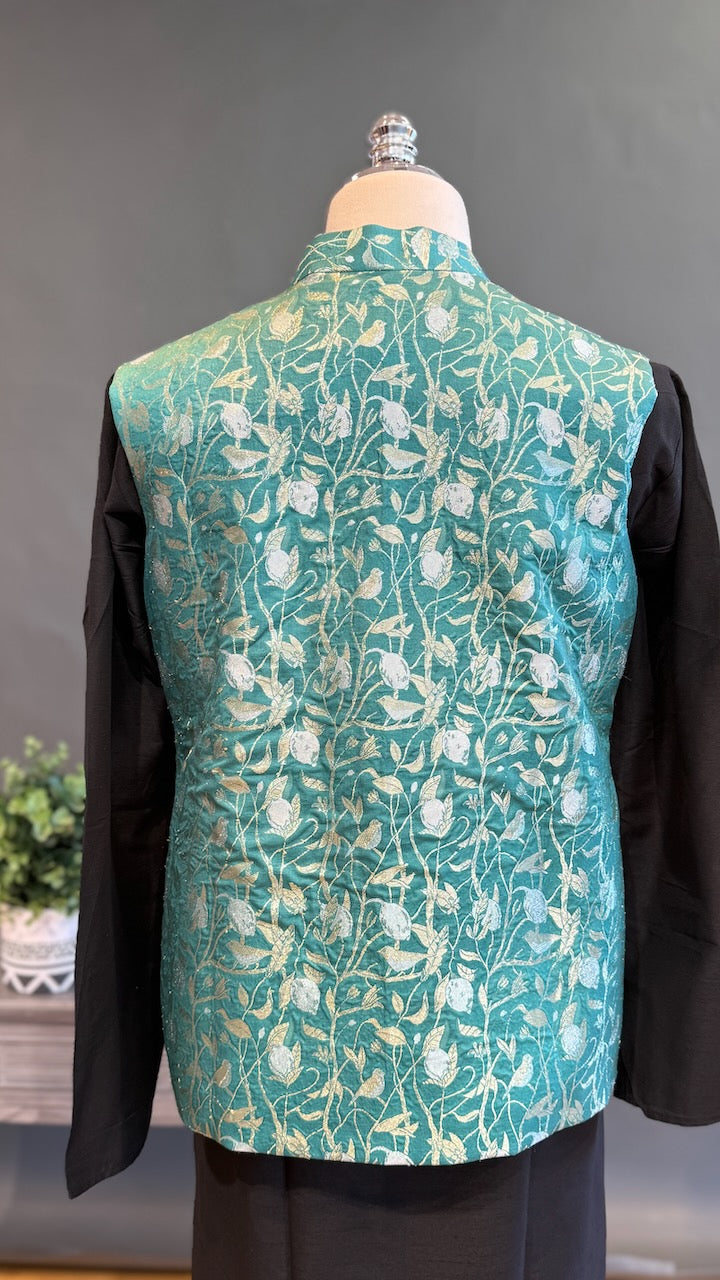 Green Banarasi Brocade Vest