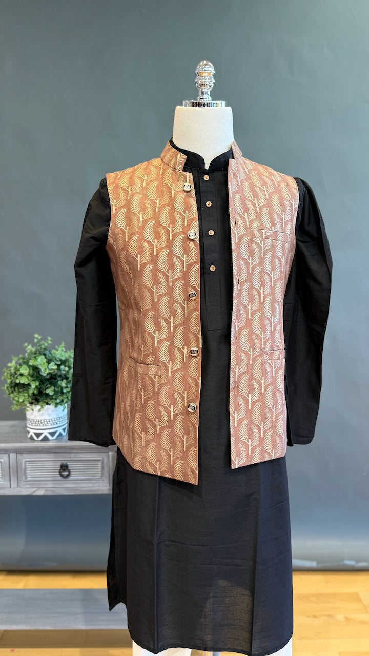 Light Brown Banarasi Brocade Vest