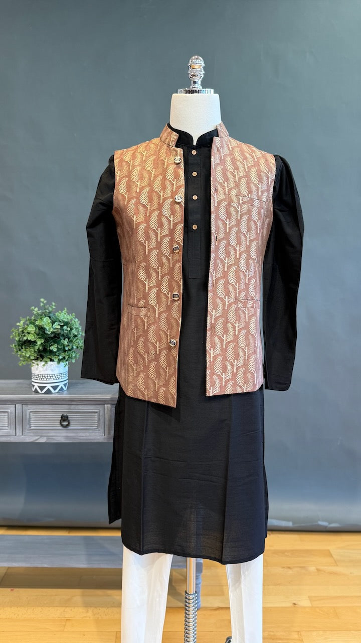 Light Brown Banarasi Brocade Vest