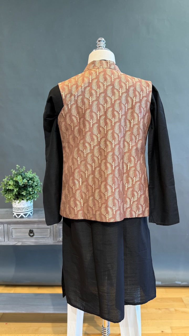 Light Brown Banarasi Brocade Vest