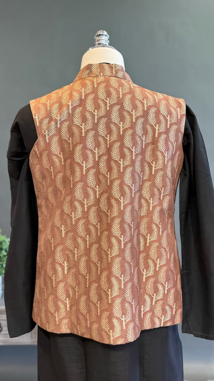 Light Brown Banarasi Brocade Vest