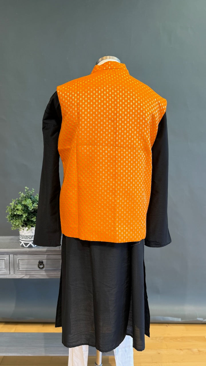 Orange Banarasi Brocade Vest