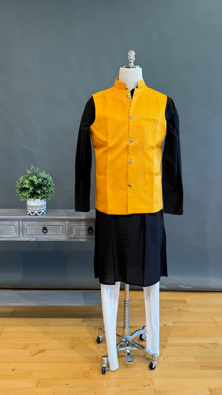 Yellow Banarasi Brocade Vest