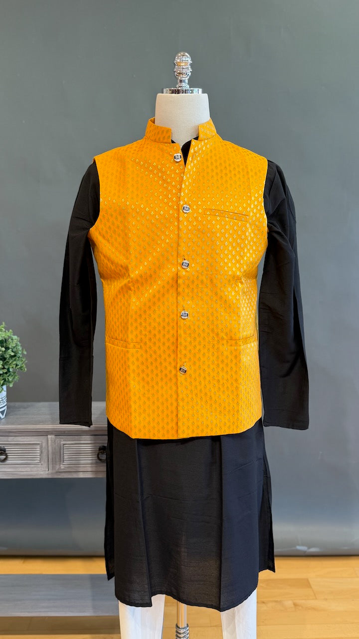 Yellow Banarasi Brocade Vest