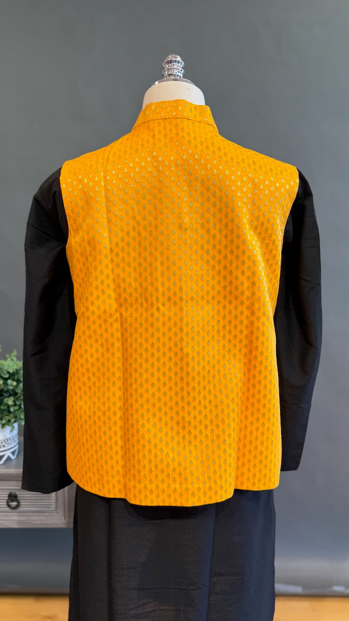 Yellow Banarasi Brocade Vest
