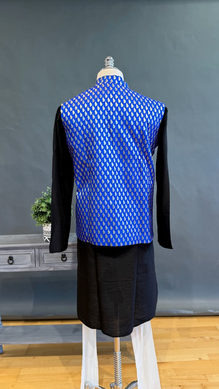 Blue Banarasi Brocade Vest