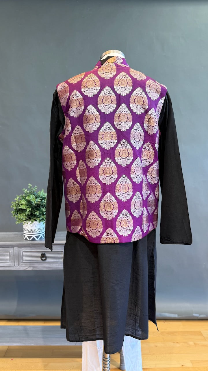 Dark Purple Banarasi Brocade Vest
