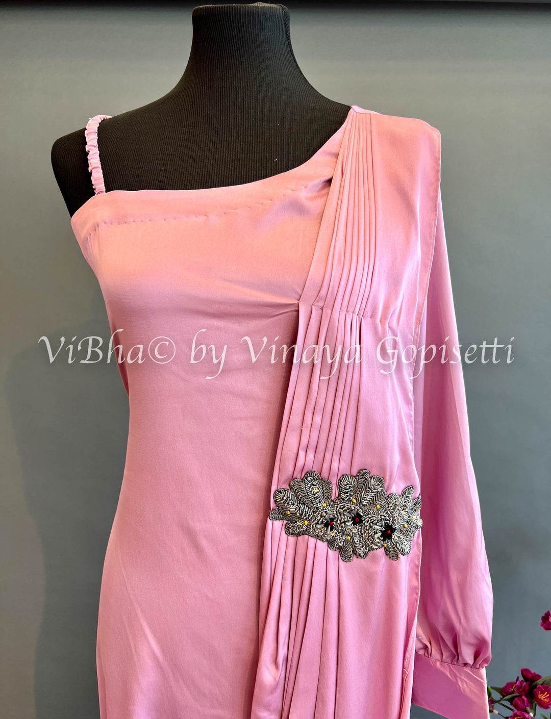 Onion Pink One Shoulder Dress