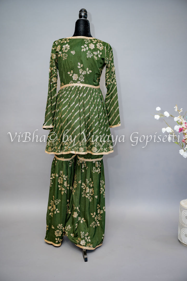 Mehendi Green Sharara Set with Choker Dupatta