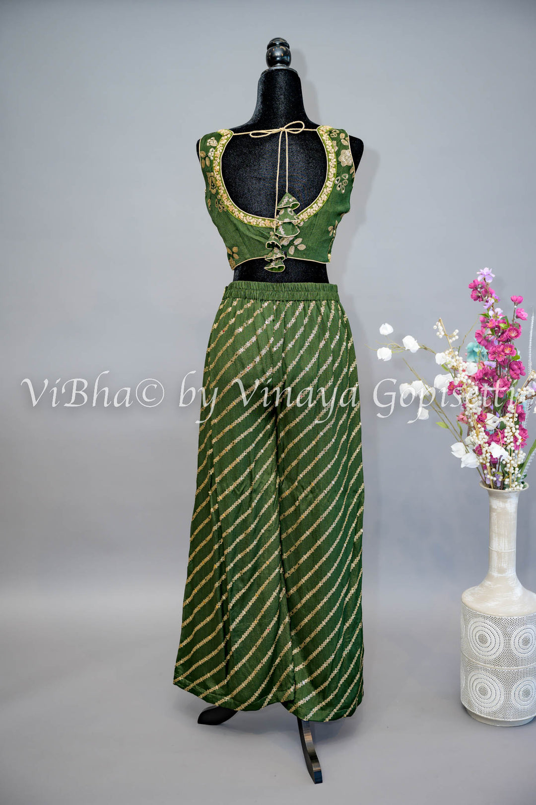 Mehendi Green Sharara with Crop Top