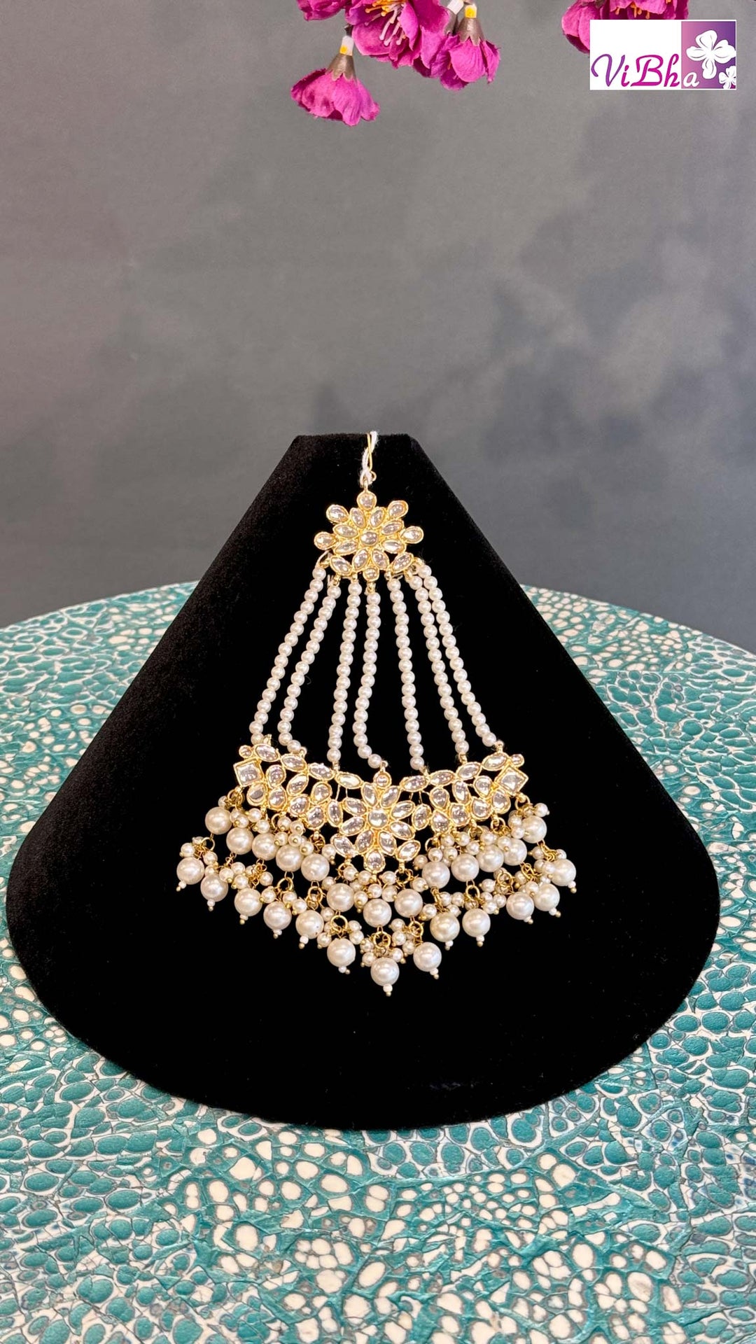 Pearl Kundan Work Maang Tikka Kundan Collection โ ViBha