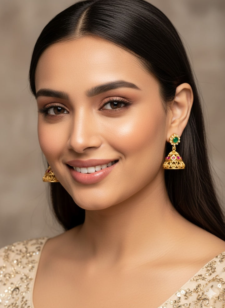 Emerald and Ruby Stone Earrings