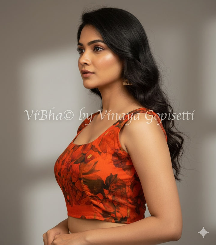 Floral Print Kanchi silk Blouse