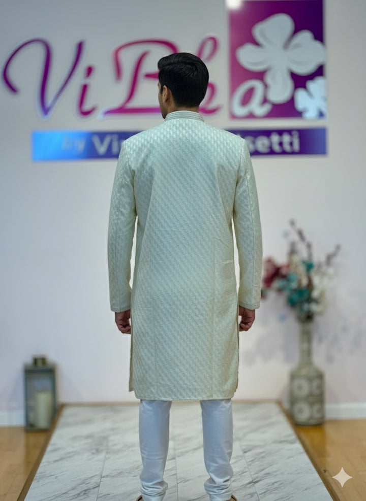 Ivory Banarasi Silk Kurta Set