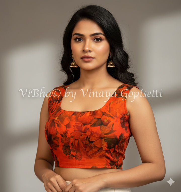 Floral Print Kanchi silk Blouse